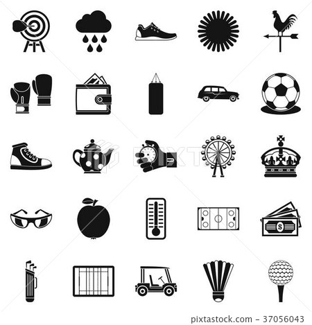 Golf icons set, simple style 37056043