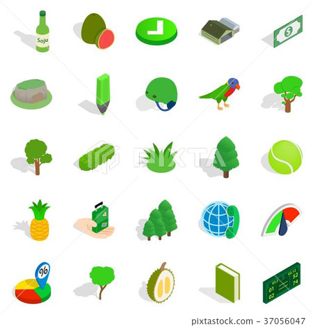 Trees icons set, isometric style Trees icons set, isometric style 37056047