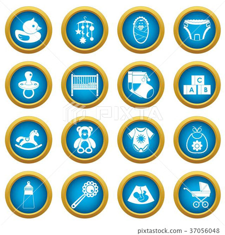 Newborn icons blue circle set Newborn icons blue circle set 37056048