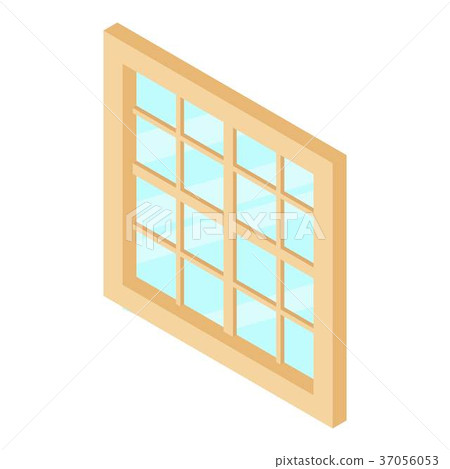 Lattice window frame icon, isometric 3d style Lattice window frame icon, isometric 3d style 37056053