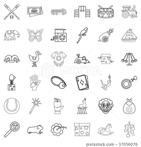 Playing icons set, outline style Playing icons set, outline style 37056076