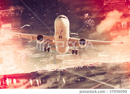 Plane on city background 37056099