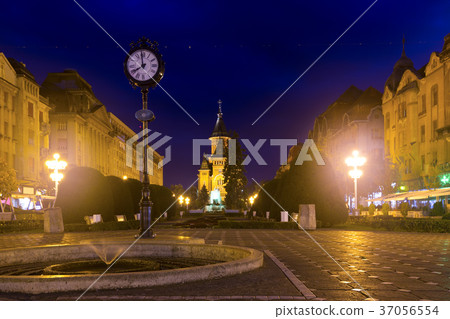 Victoriei Square with Orthodox Cathedral at night, Timisoara Victoriei Square with Orthodox Cathedral at night, Timisoara 37056554