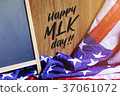 Happy MLK Day Typography on USA Flag Scene 37061072