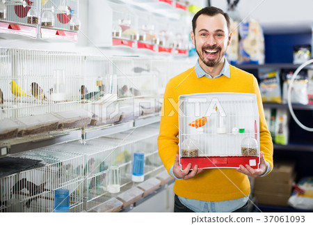 Man excited about of selected bird canaries 37061093