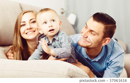 Portrait of cheerful happy family Portrait of cheerful happy family 37061616