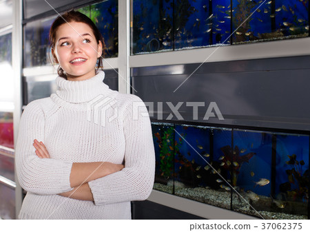 Child is thinking and solving what breed of aquarium colorful fish to buy Child is thinking and solving what breed of aquarium colorful fish to buy 37062375