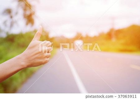 the tourist female hand showing thumbs up  37063911
