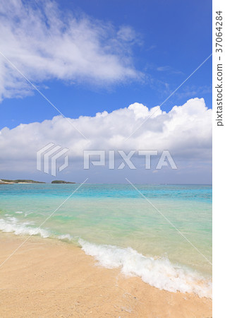 Beautiful Okinawa beach and summer sky 37064284