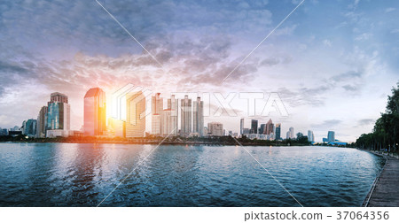 landscape night city water landscape night city water 37064356