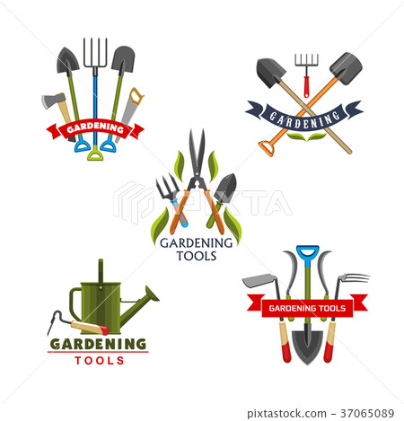 Work tool and equipment icons for gardening design 37065089