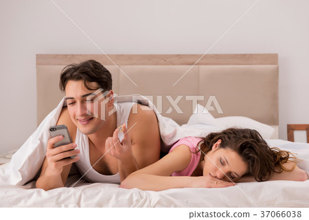 Family conflict with wife husband in bed Family conflict with wife husband in bed 37066038