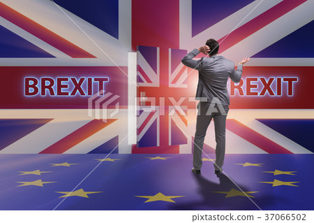 Businessman in Brexit concept - UK leaving EU Businessman in Brexit concept - UK leaving EU 37066502