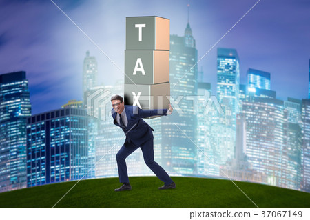 Businessman under heavy tax burden Businessman under heavy tax burden 37067149