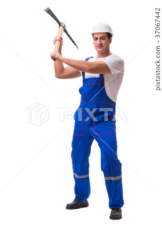 Man with axe isolated on the white Man with axe isolated on the white 37067442
