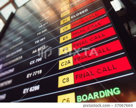 Many red sign final call flights on the departure  37067669