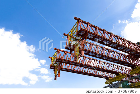 construction road bridge on clear sky construction road bridge on clear sky 37067909