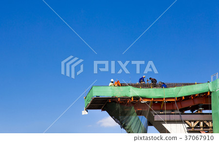 construction road bridge on clear sky construction road bridge on clear sky 37067910