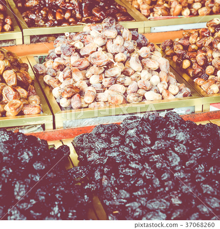 Nuts and dried fruit for sale in the souk of Fes Nuts and dried fruit for sale in the souk of Fes 37068260