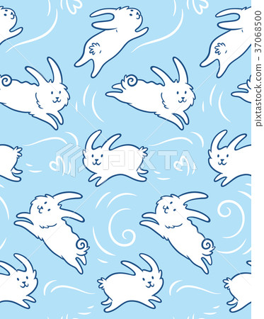 Seamless pattern with cute rabbits shapes 37068500