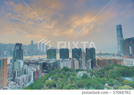 View of the Tsim Sha Tsui, Hong Kong. 37068762
