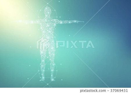 Abstract human body with molecules DNA. Medicine Abstract human body with molecules DNA. Medicine 37069431