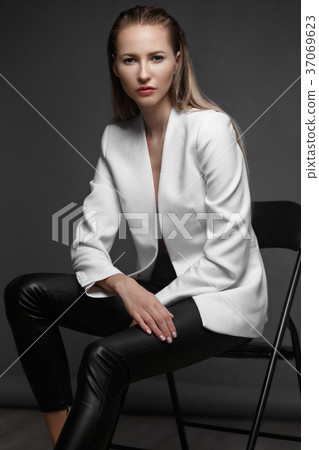 sexy fashion model with long hair, young European sexy fashion model with long hair, young European 37069623