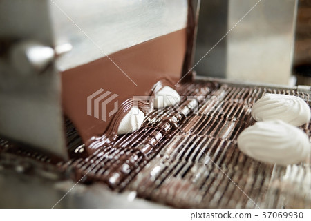 Confectionary conveyor is covering marshmallow 37069930