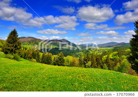 Mountain landscape Blue sky with clouds, sunny day 37070966