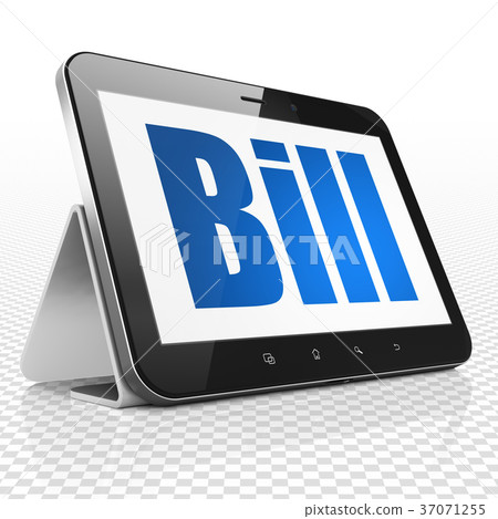Money concept: Tablet Computer with Bill on Money concept: Tablet Computer with Bill on 37071255