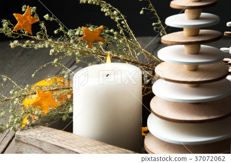 Christmas decorations on wooden background 37072062