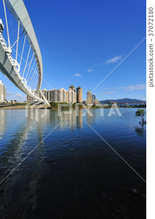 Taiwan, New Taipei City, Park, Xindian District, Sunshine Sports Park, Water, Buildings, Day, Blue, Stream, Bridge 37072180