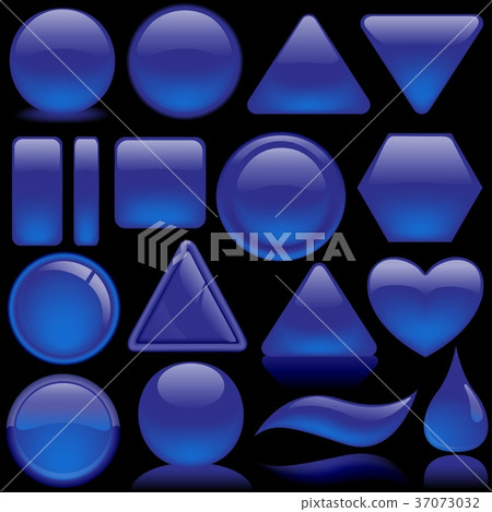Blue Glass Buttons Set 37073032