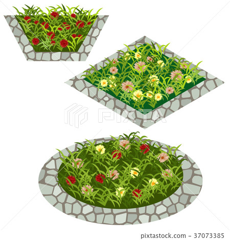 Set of flowers to create garden scene 37073385