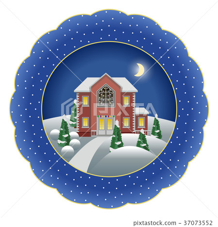 Decorative Christmas souvenir plate isolated. 37073552