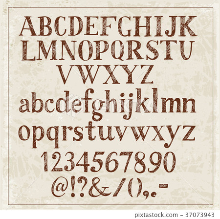 Hand drawn sketch font on vintage background Hand drawn sketch font on vintage background 37073943