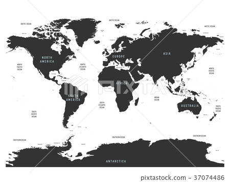 World map of Oceans with labels of oceans, seas 37074486