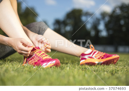 Young fitness woman running, Training  37074693