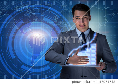 Man in stock trading business concept 37074718