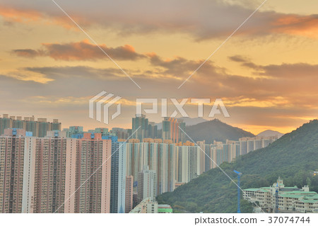 the sunset of Po Shun Road at TKO 37074744