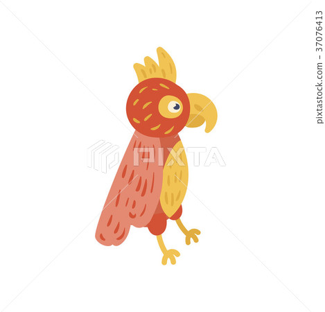Tropical parrot with red and yellow feathers 37076413