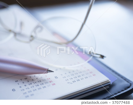 Business Image, Notebook, Calendar, Glasses, August, Women 37077488