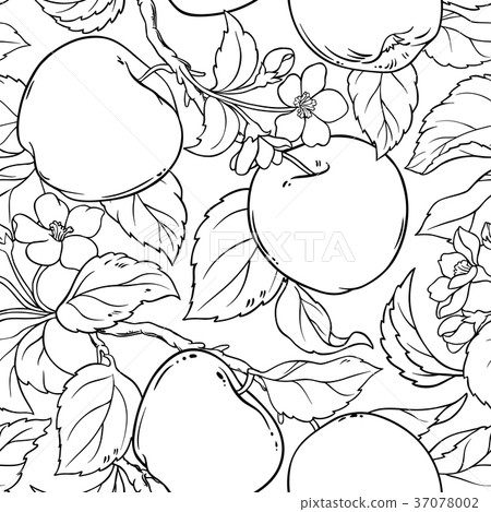 apple seamless pattern - Stock Illustration [37078002] - PIXTA