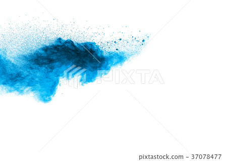 Abstract blue dust explosion on  white background 37078477