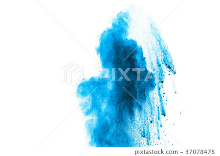 Abstract blue dust explosion on  white background 37078478