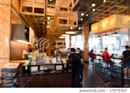 Coffee shop blur background with bokeh Coffee shop blur background with bokeh 37078567