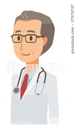 白色的中年男性醫生對角地轉動 37078747