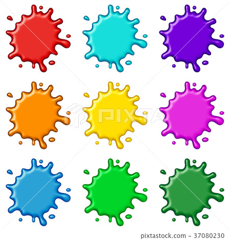 Colored paint splashes collection, isolated on Colored paint splashes collection, isolated on 37080230
