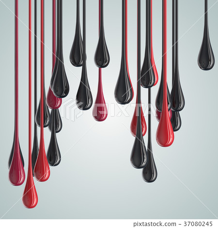 3D red and black glossy paint drop blobs 37080245