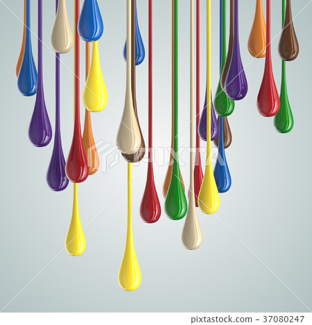 3D color glossy paint drop blobs 37080247